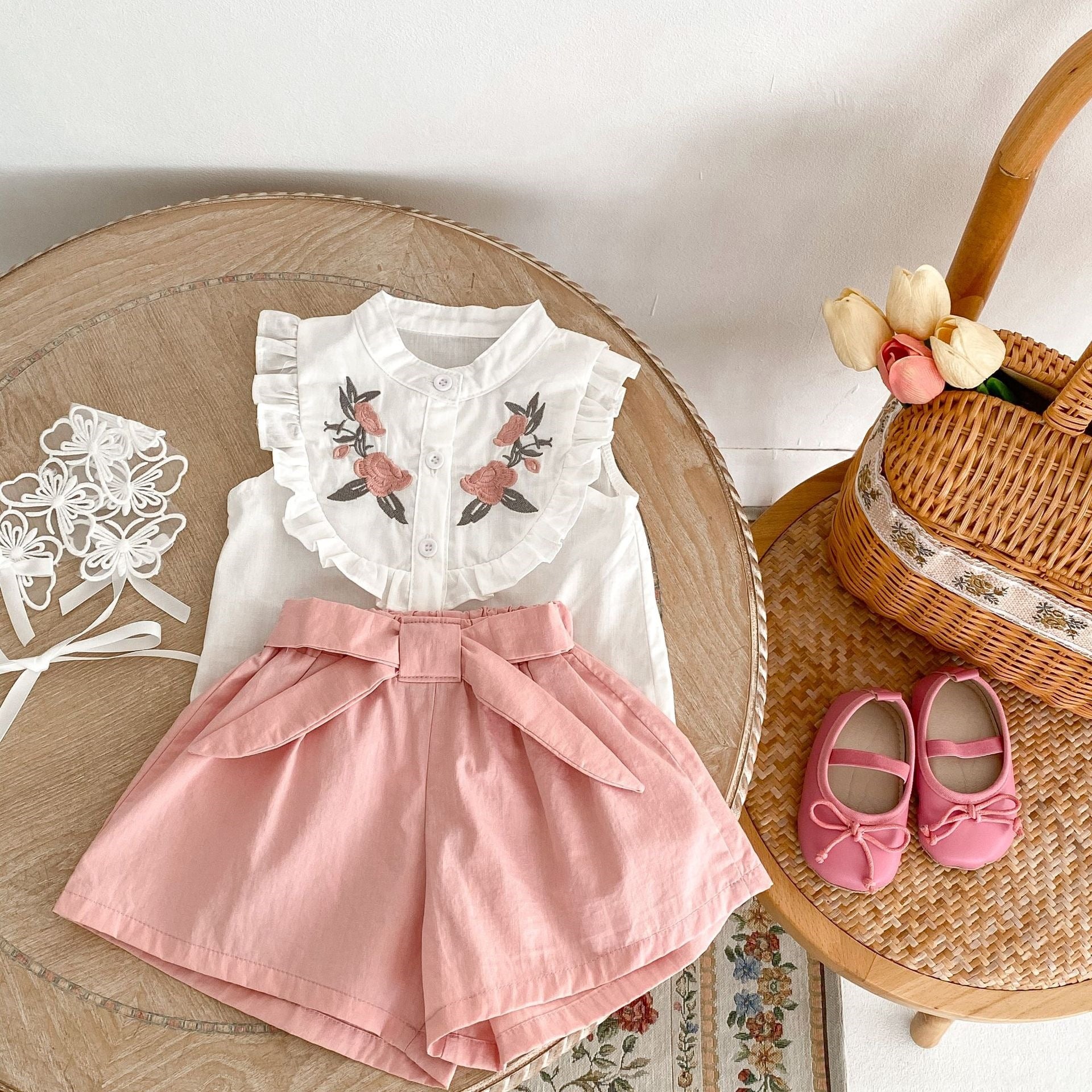 Summer Style Infant and Toddler Girls' Outfit Embroidered, For 6-12 Months, Imported From China