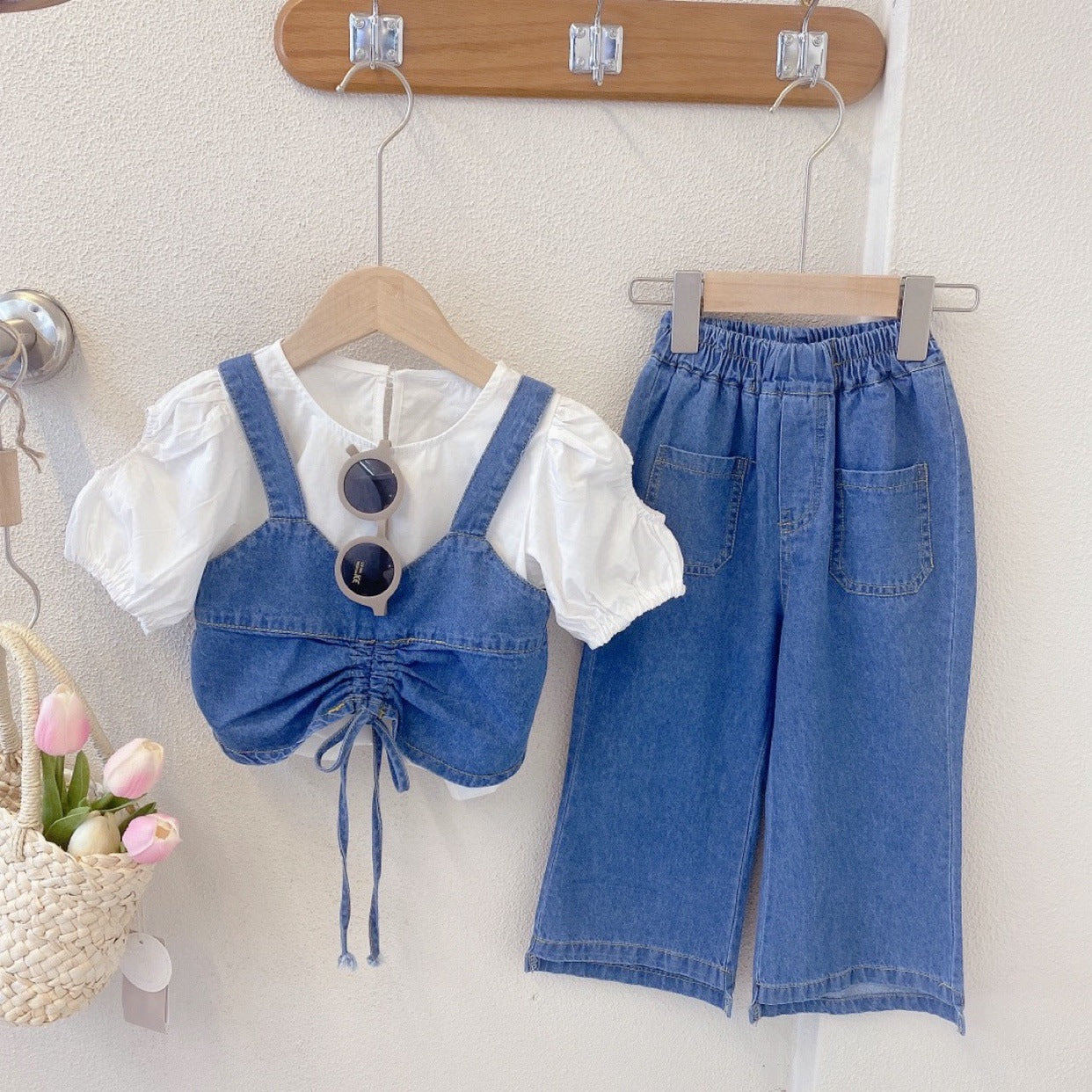 Children's Clothing Summer New Girls' Denim suit, For 3 years, Imported From China