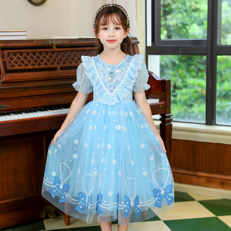 New Short-Sleeved Elsa Princess Dress, For 4-6 Years, Imported From China