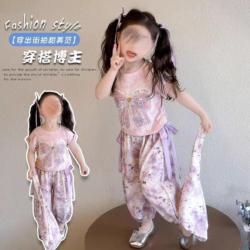 Girls' Summer Short-Sleeve Set, For 1-2 Years, Imported From China