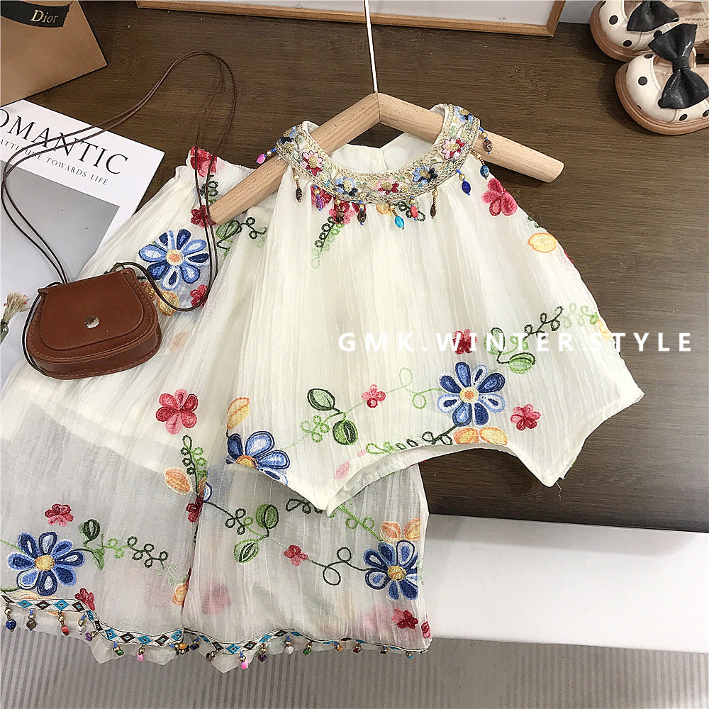 Girls Summer Embroidered Flower Suit For 2 years, Imported From China