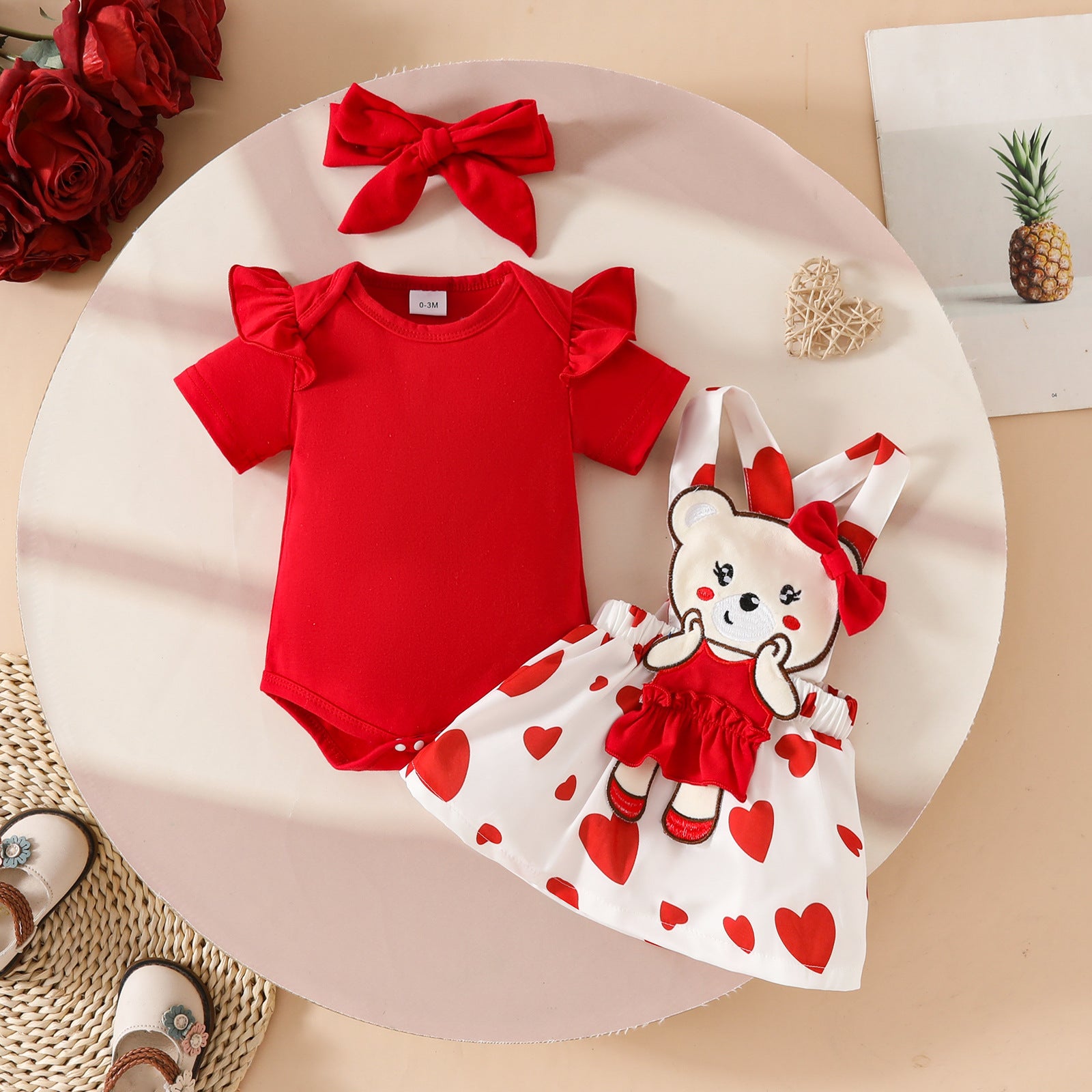 Summer Sweet and Cute Baby Girl Dress, Three-piece set For 0-24 Months, Imported From China
