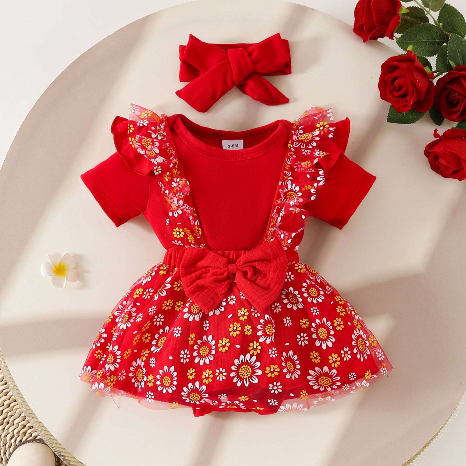 Cross-border summer baby girl short-sleeved overalls mesh dress, For 6-18 Months Imported From China