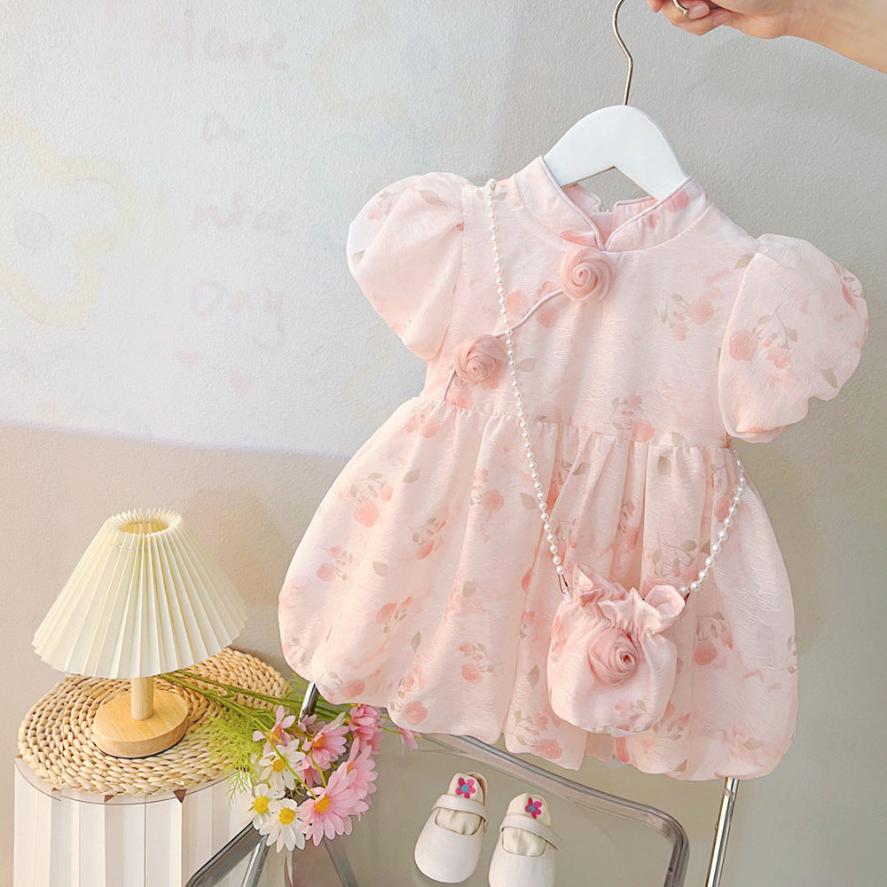 Birthday Dress for Baby Girls, Summer Floral Print, For 1-4 Years, Imported From China