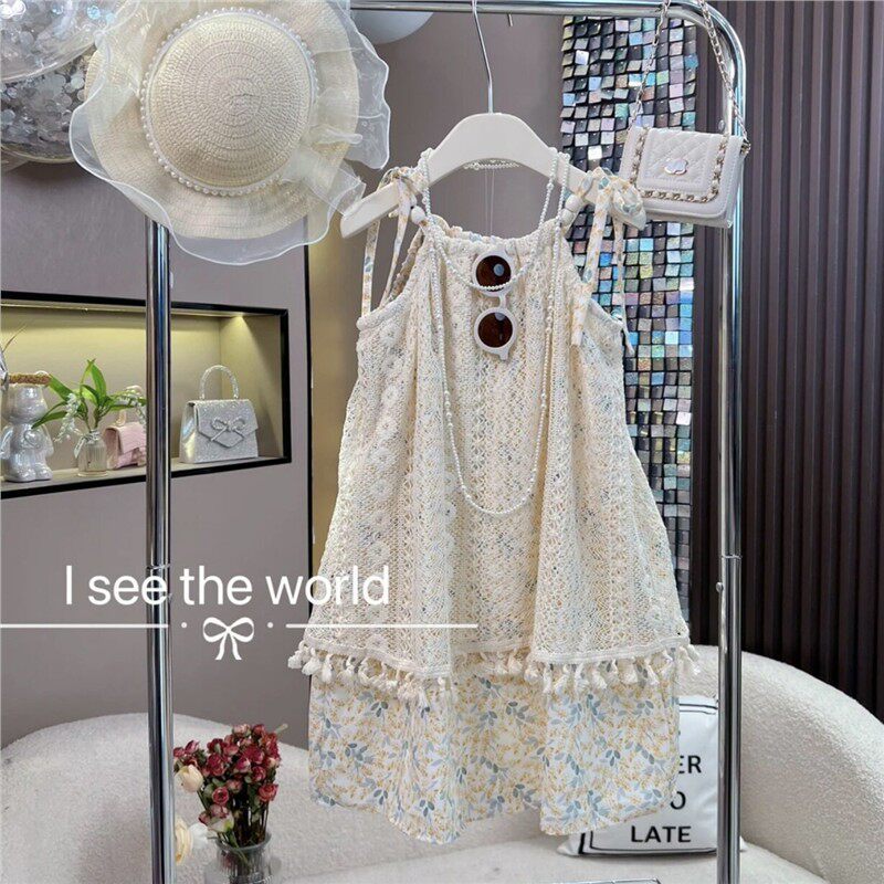 Girls' suspender dress, summer new style, For 3-8 Years, Imported From China