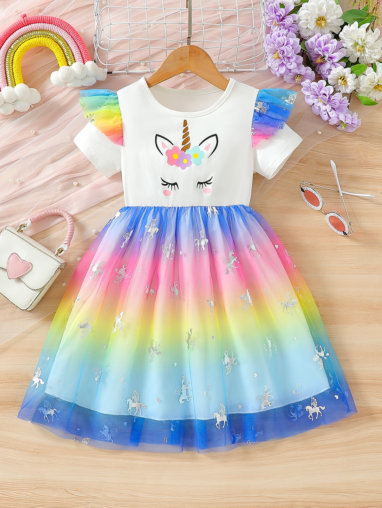 Summer New Style Girls' Unicorn Dress, For 1-5 Years Imported From China