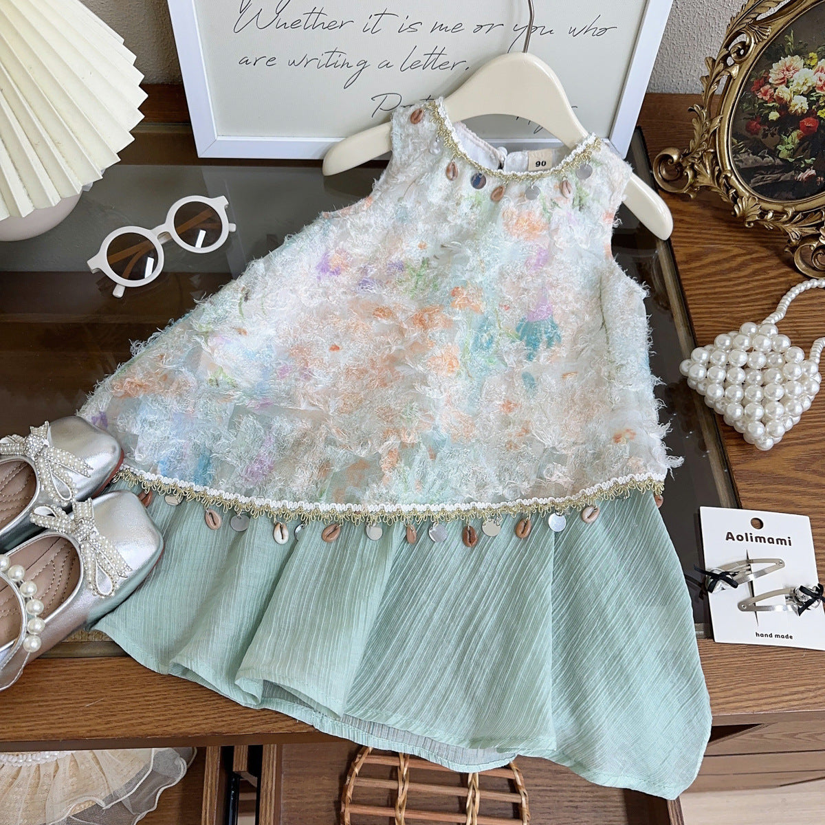 Girls' Resort Style Summer New Fashionable Tassel Dress For 2-4 Years Imported From China