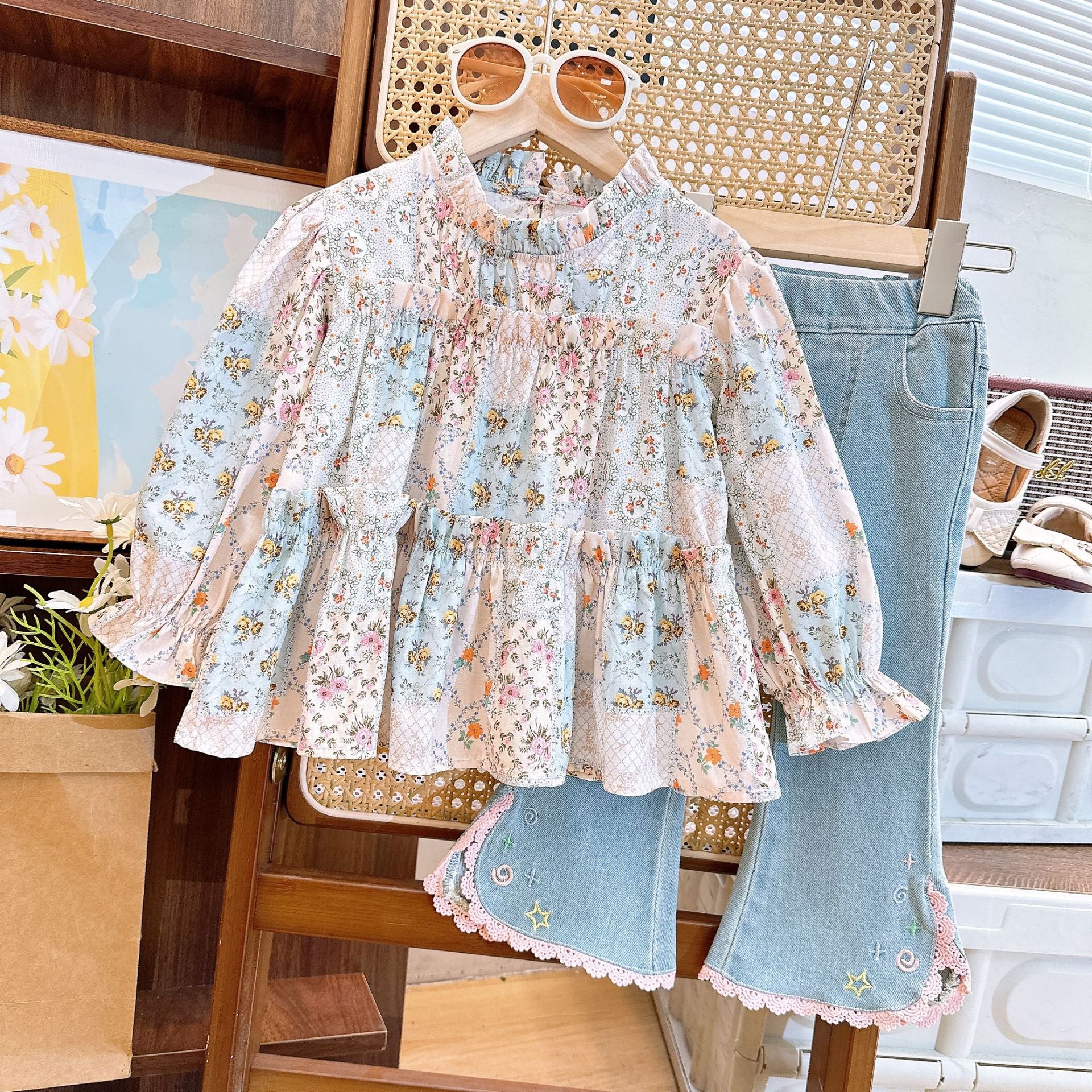 Summer Girls' Outfit Cute Floral Doll, For 5-6 Years, Imported From China