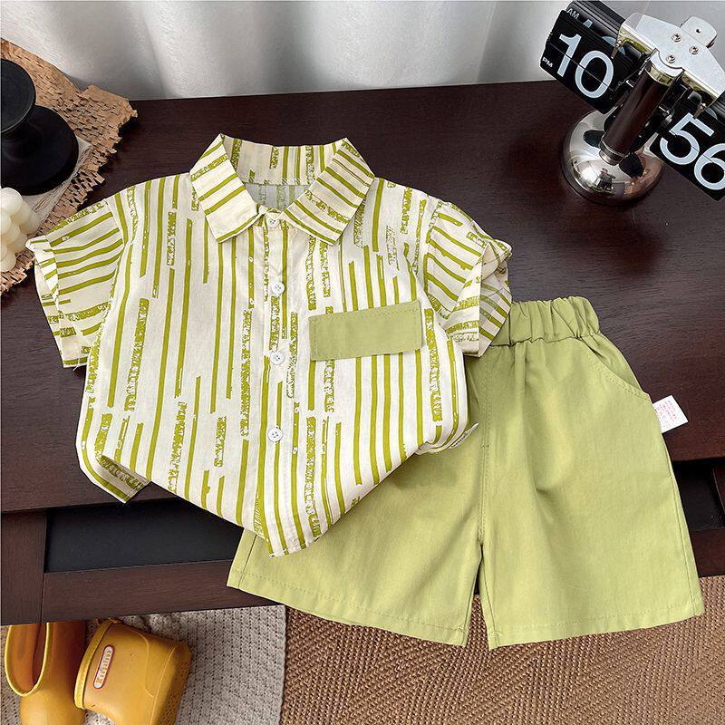 Boys' Summer Short-Sleeve Shirt Two-Piece Set For 4-5 Years, Imported From China