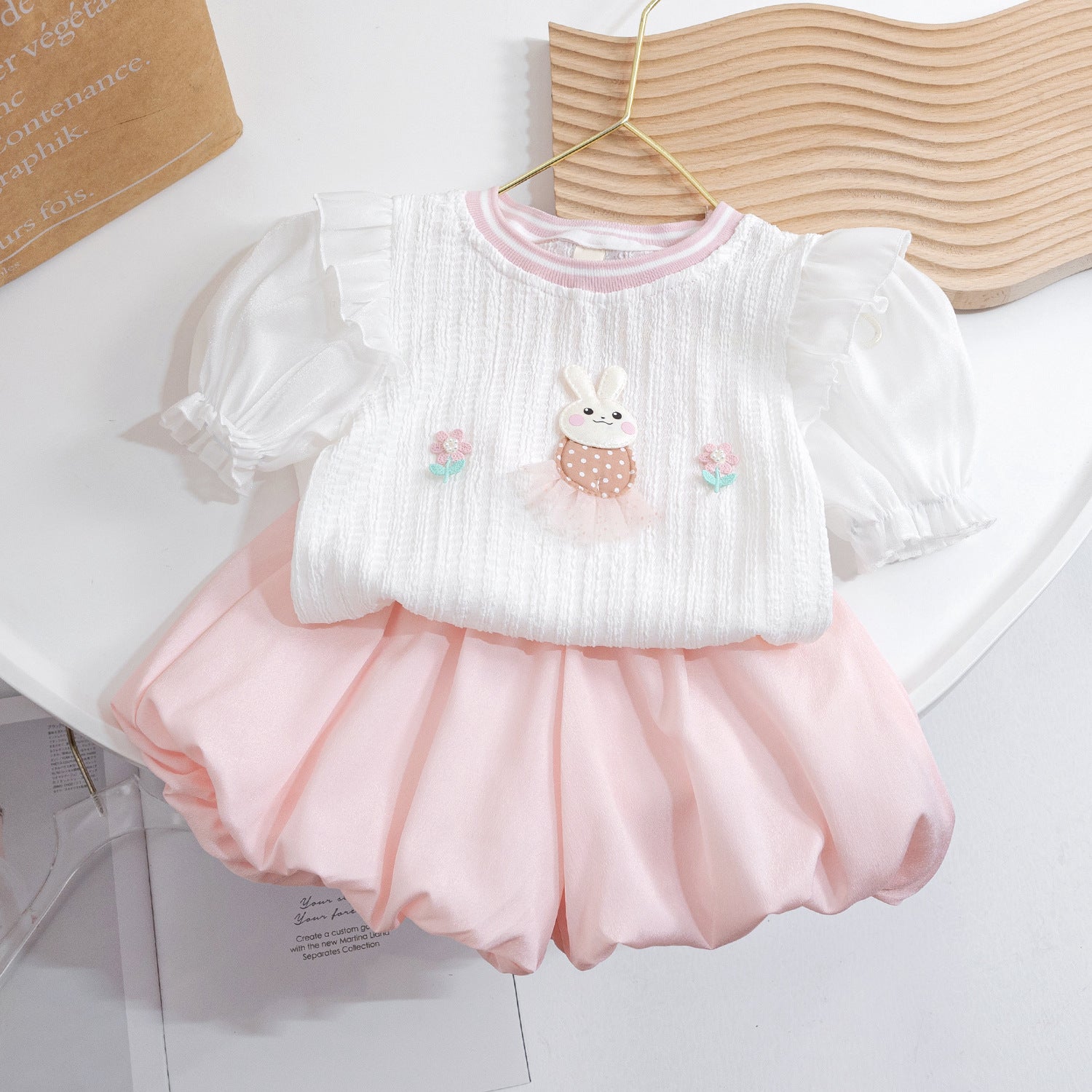 Stylish and trendy two-piece summer outfit for girls, For 5-8 Years, Imported From China