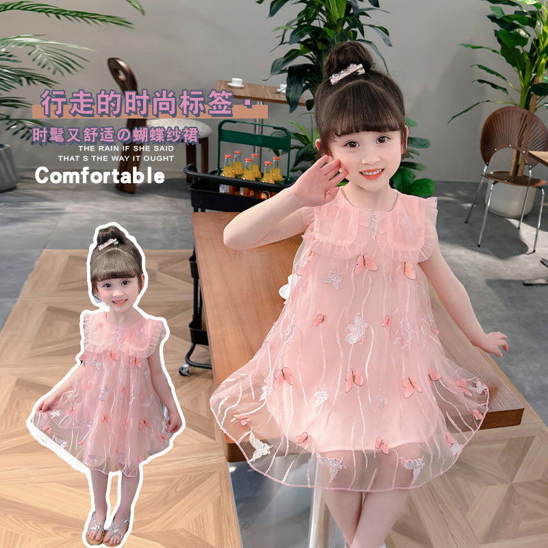 New Style Korean Fashion Girls' Dress with Flutter Sleeves, For 3-6 Months, Imported From China