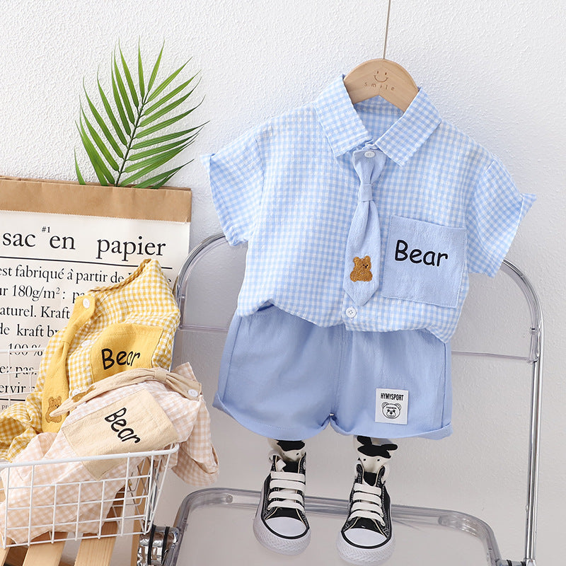 Boys' summer wear suit new children's handsome baby Western style For 6 Years Imported From China