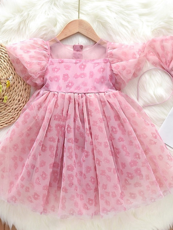 Girls' summer dress Pink Color, For 2-8 Years Imported From China