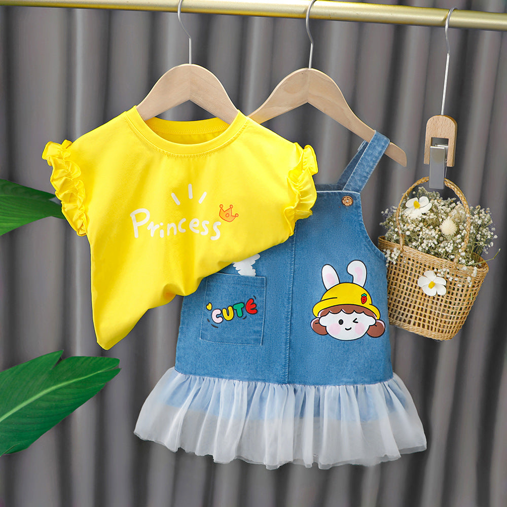 Summer outfit for baby girls, 1-2 Years, Imported From China