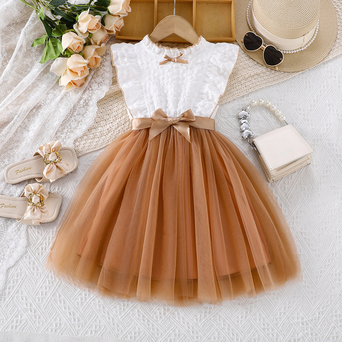 Summer New Style Stylish Mesh Princess Dress For 3 Years, Imported From China