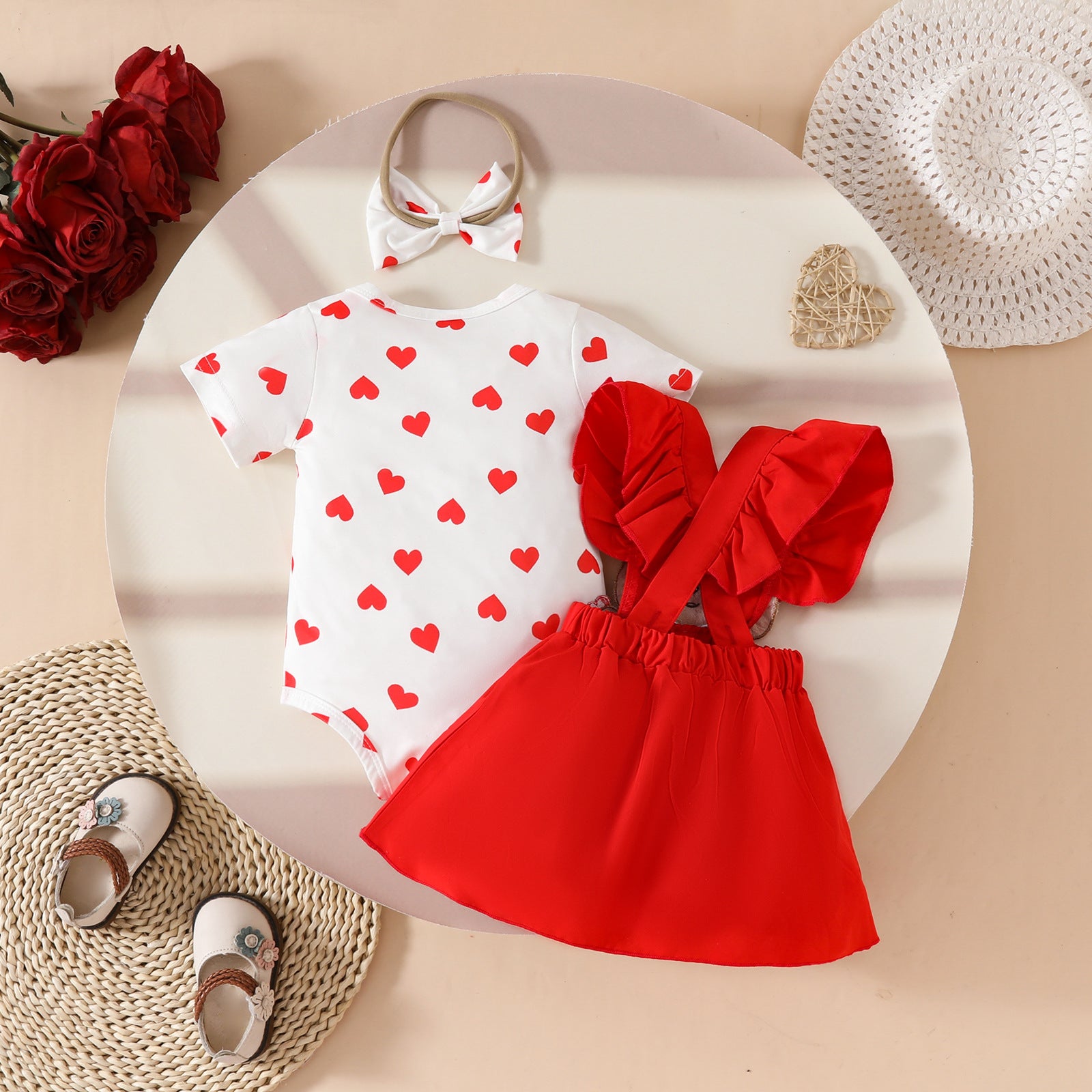 Baby romper overall dress set for little girls, For 0-12 Months, Imported From China
