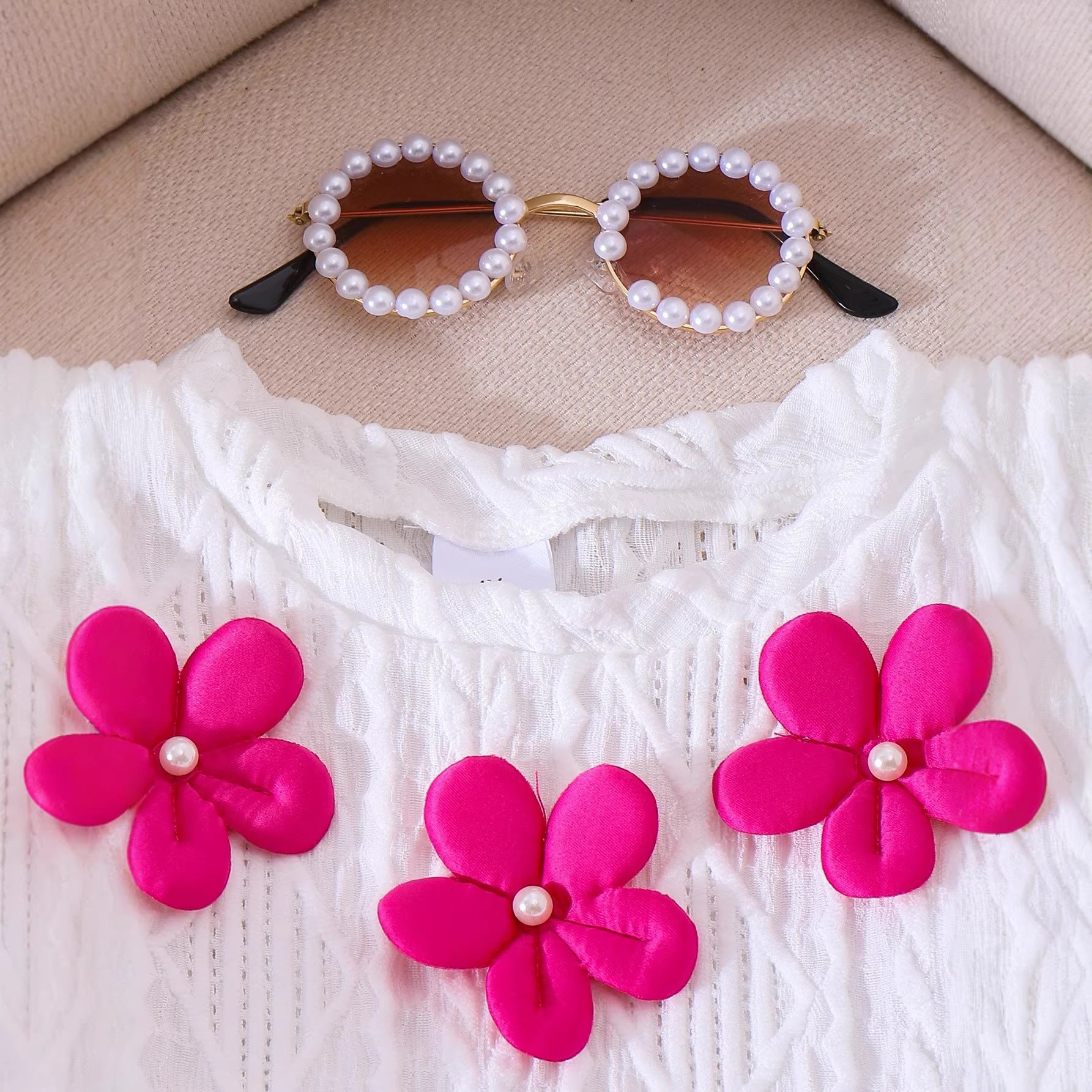 Two-Piece Set of Rose Short Skirts for Girls, Children's Clothing, For 5-6 Years, Imported From China