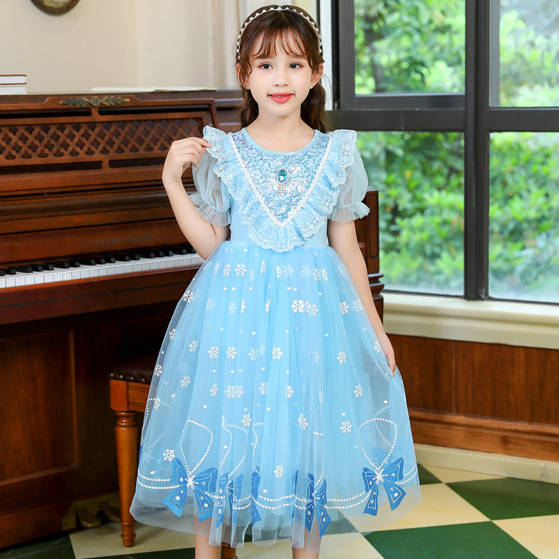 New Short-Sleeved Elsa Princess Dress, For 4-6 Years, Imported From China