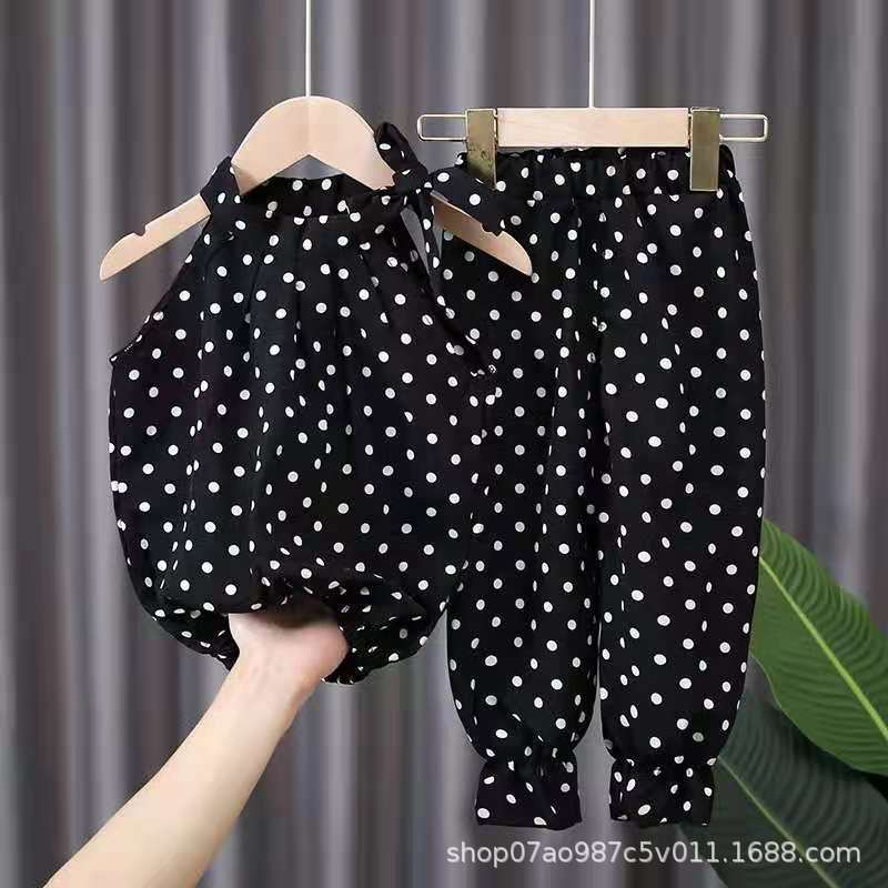Summer thin chiffon set for girls, fashionable polka dot, For 1 years, Imported From China