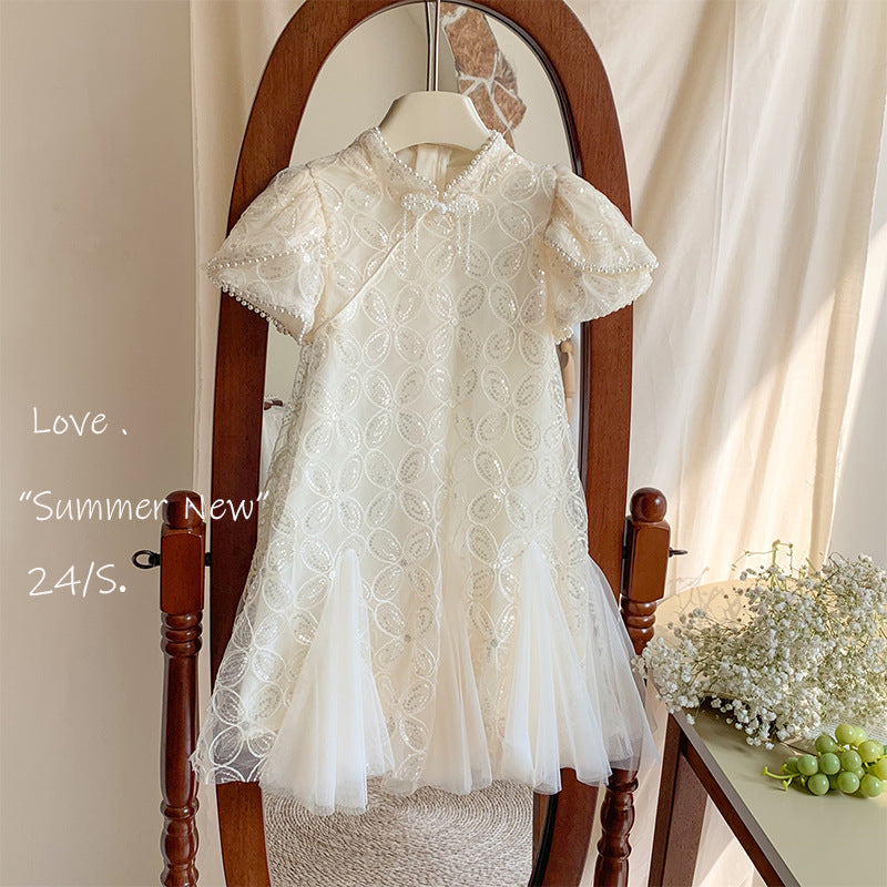 Summer Girl's Fishtail Dress White color, For 2-3 Years, Imported From China