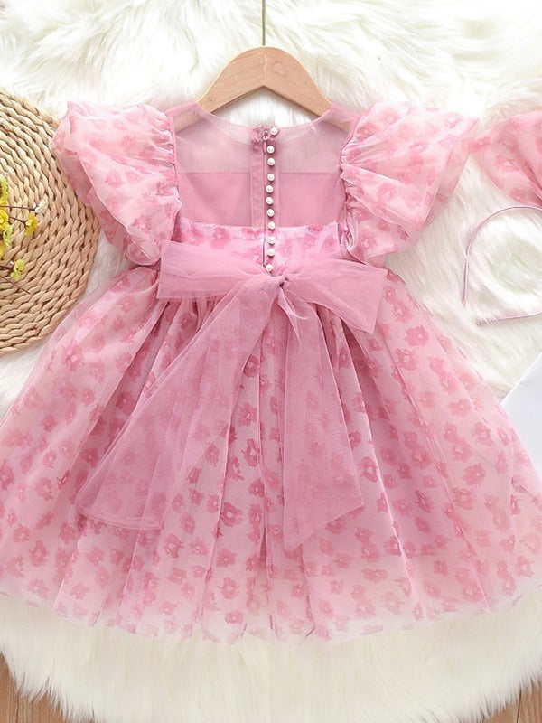 Girls' summer dress Pink Color, For 2-8 Years Imported From China
