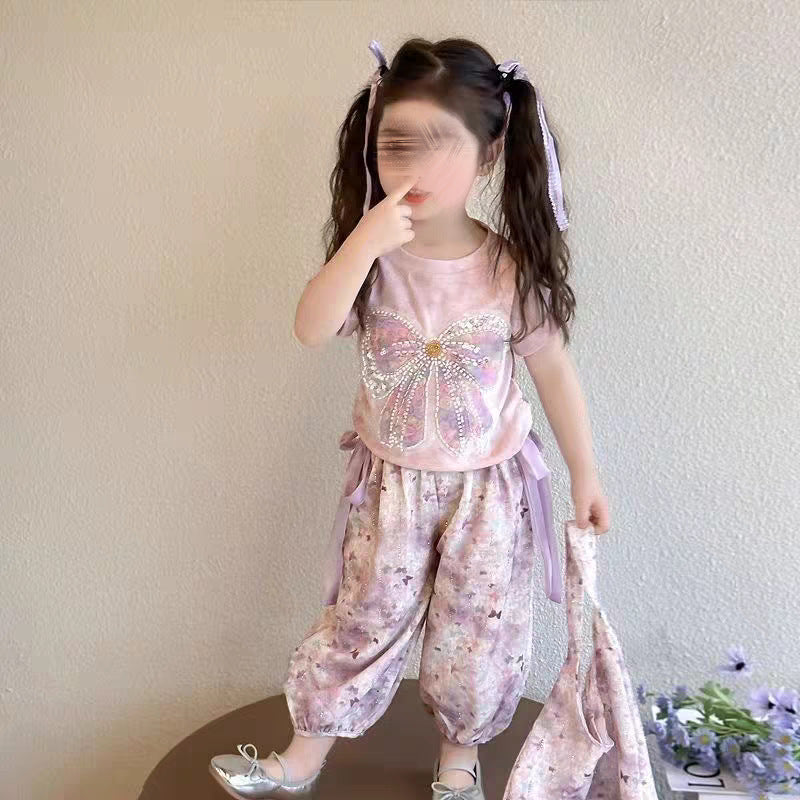 Girls' Summer Short-Sleeve Set, For 1-2 Years, Imported From China