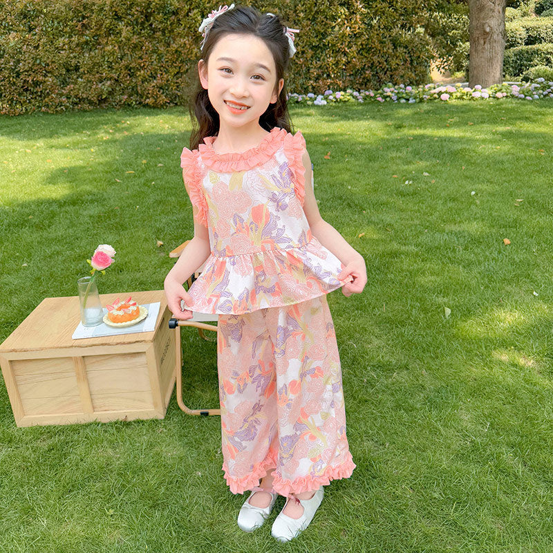 New Korean Style Girls' Summer Set, Thin Two-Piece Set For 1 Year, Imported From China