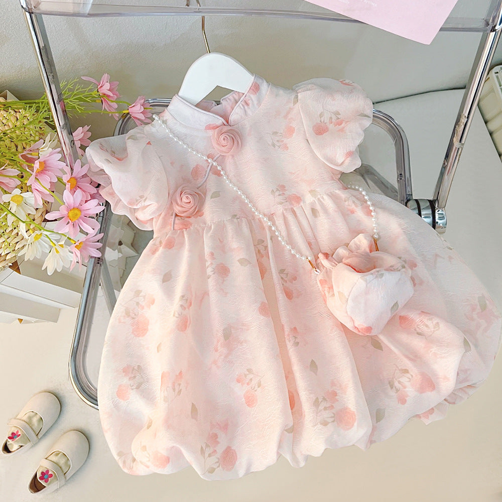 Birthday Dress for Baby Girls, Summer Floral Print, For 1-4 Years, Imported From China