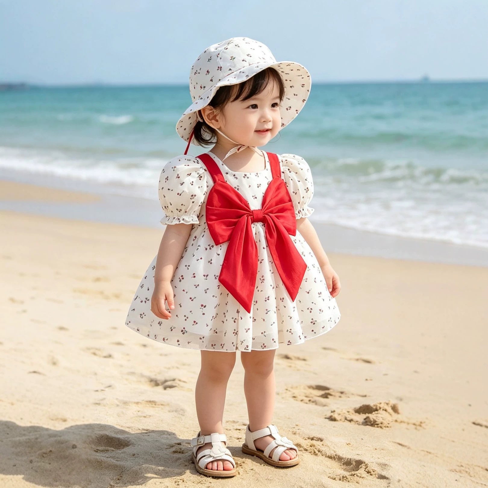 Summer New Style Cherry Print Dress for 6-18 month Baby Girls, Imported From China