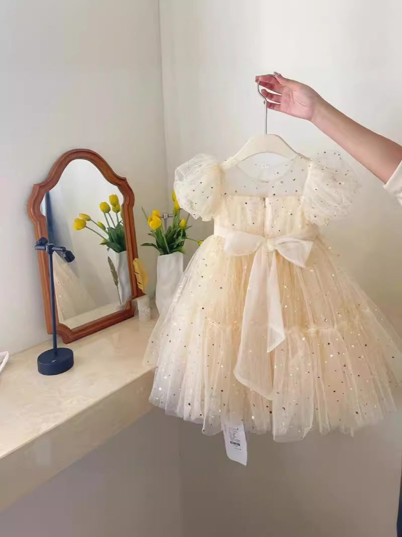 Girls' Dress Summer New Korean Style Baby High-End Mesh Puff, For 3-6 Years, Imported From China