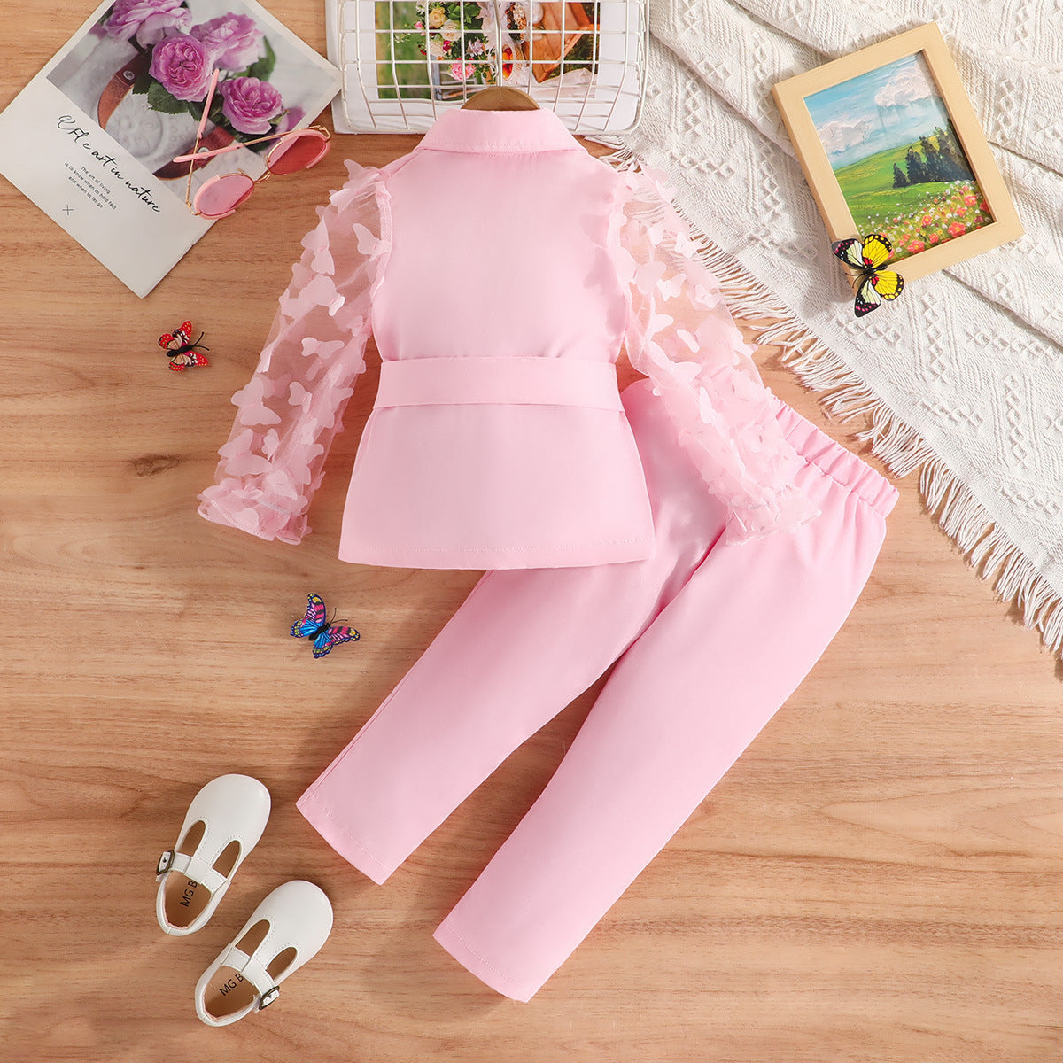 Girls' Long-Sleeved Bow Mesh Sleeves, For 3-8 Years, Imported From China