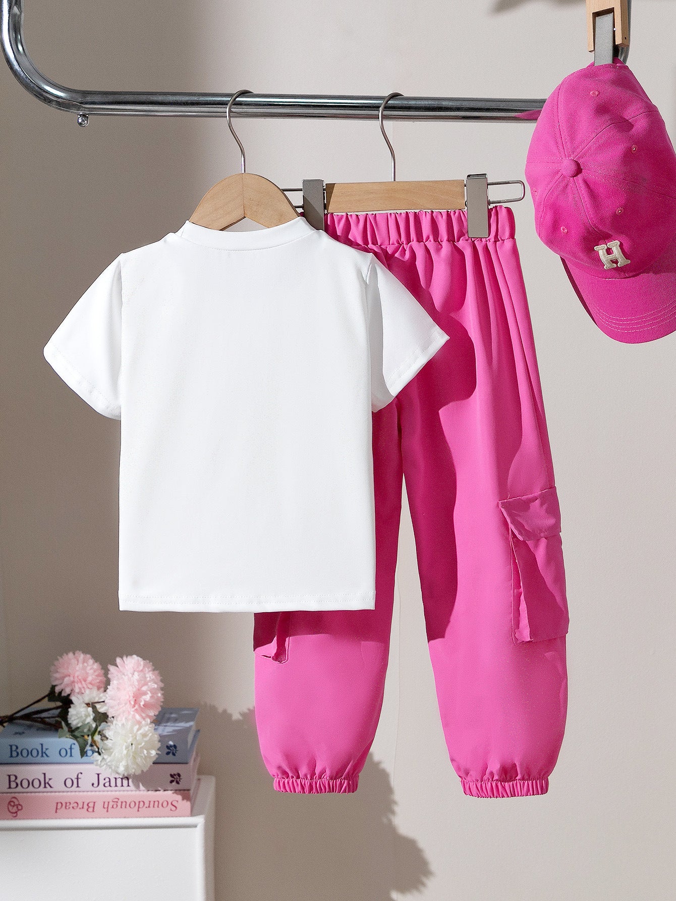 Girls' European and American Foreign Trade Patchwork Butterfly Top + Pants Set Two-Piece Set, Imported From China