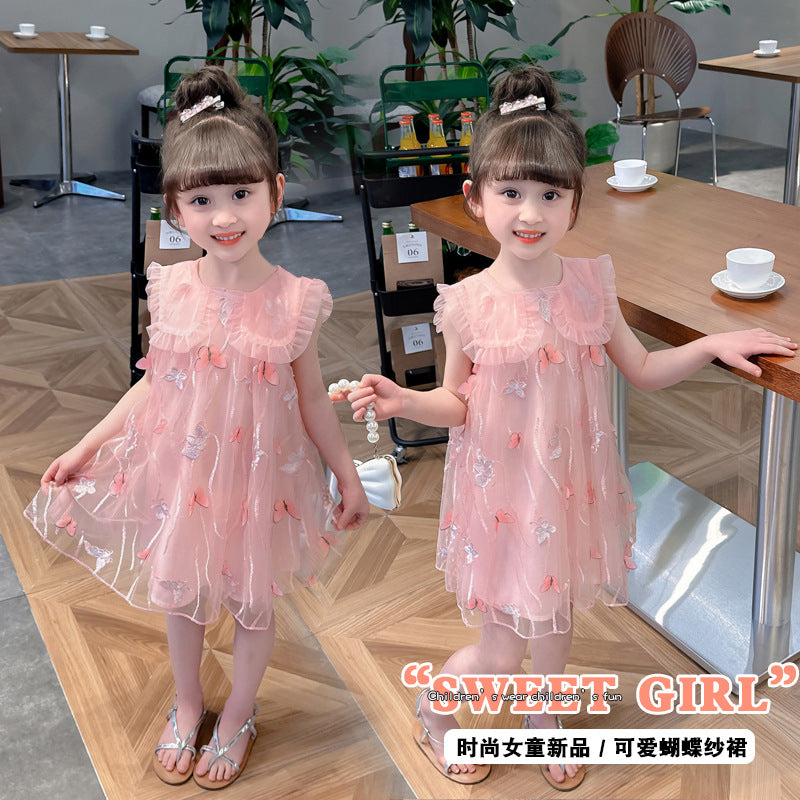 New Style Korean Fashion Girls' Dress with Flutter Sleeves, For 3-6 Months, Imported From China