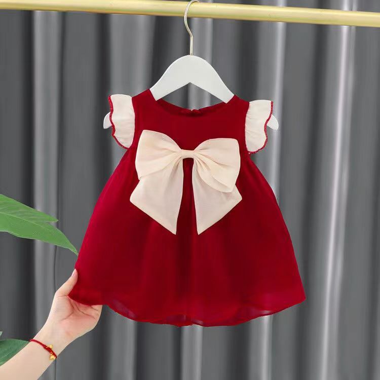 Birthday Chinese Style Girl Dress, Stylish Sleeveless Princess Style Dress, 6-12 Months, Imported From China