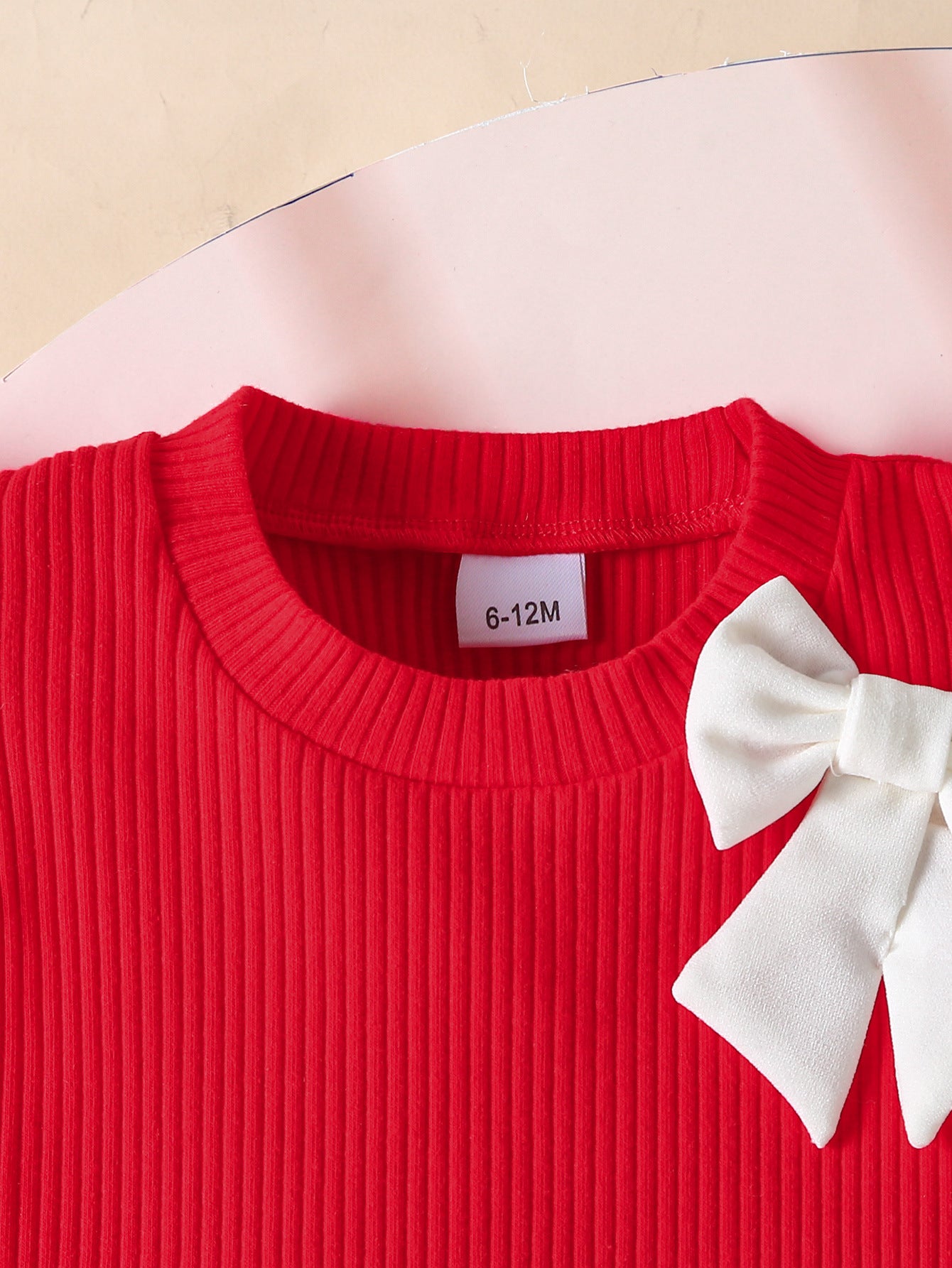 Summer Girls' Suit with Bow, Red Tops, White Pant, For 3-12 Months Imported From China