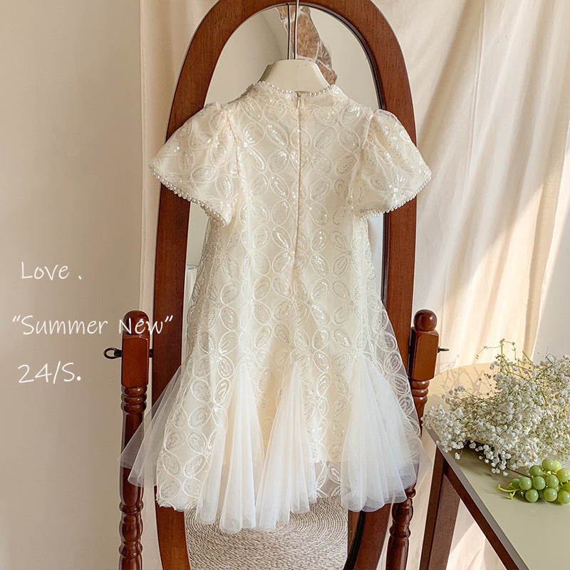 Summer Girl's Fishtail Dress White color, For 2-3 Years, Imported From China