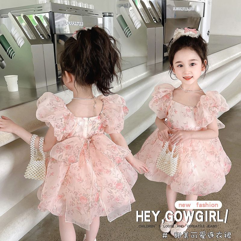Summer New Girls' dress, Pink Color, For 12-24 Months, Imported From China