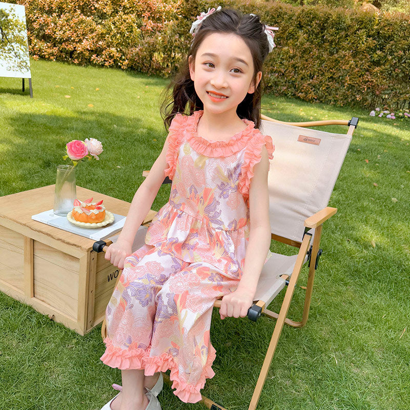 New Korean Style Girls' Summer Set, Thin Two-Piece Set For 1 Year, Imported From China