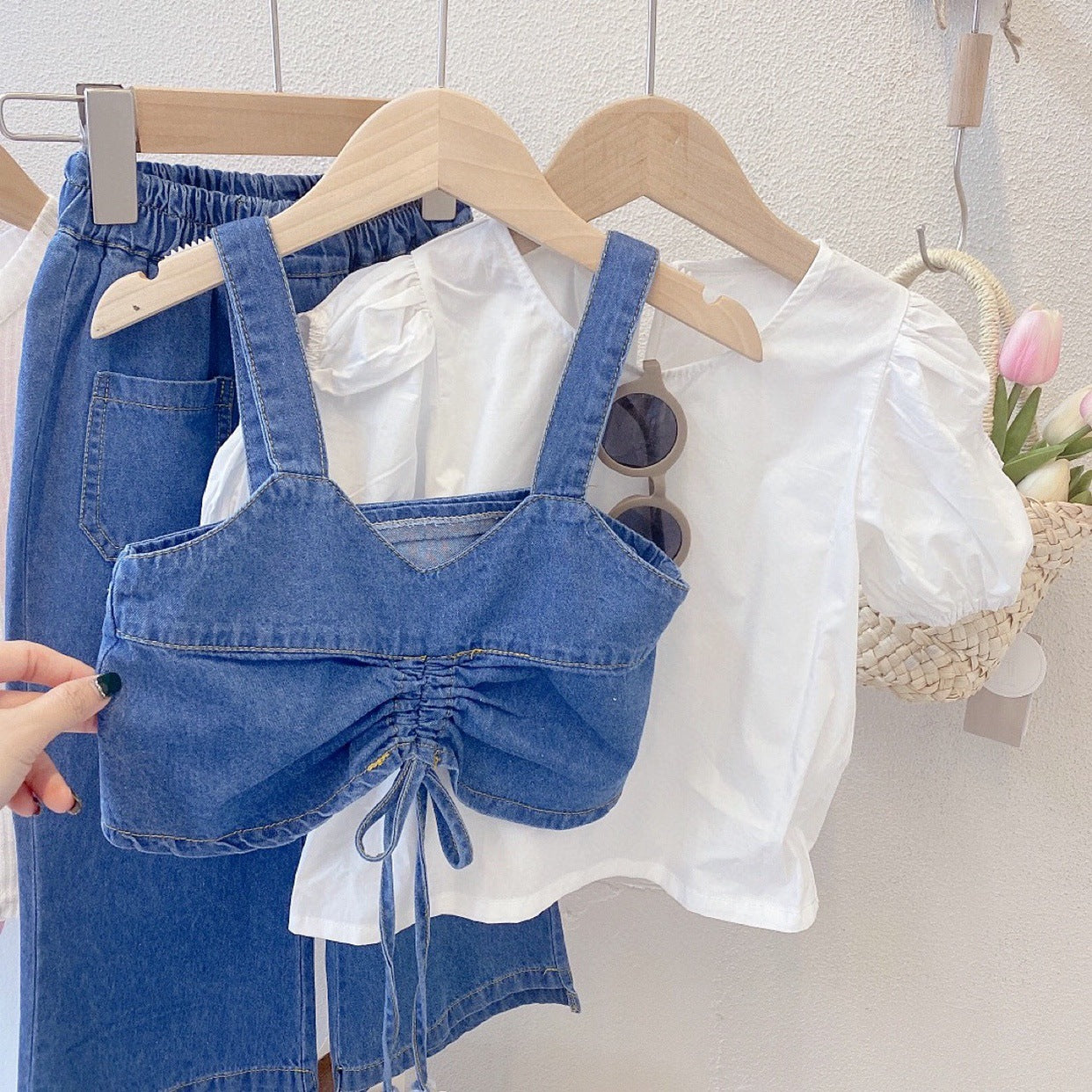 Children's Clothing Summer New Girls' Denim suit, For 3 years, Imported From China