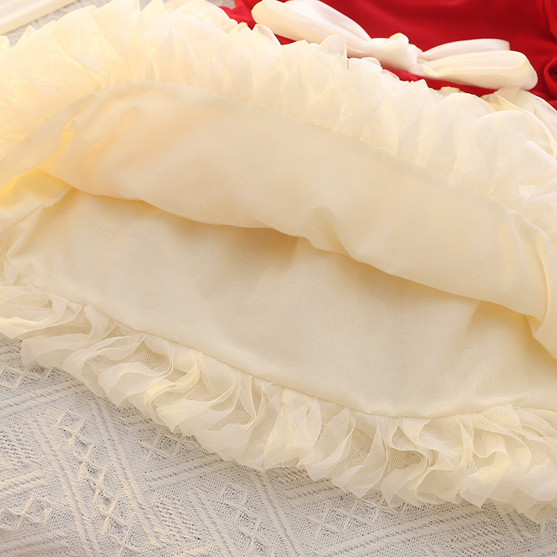 Girls' dress summer new style, three-dimensional bow, puff, 12-18 Months, Imported From China