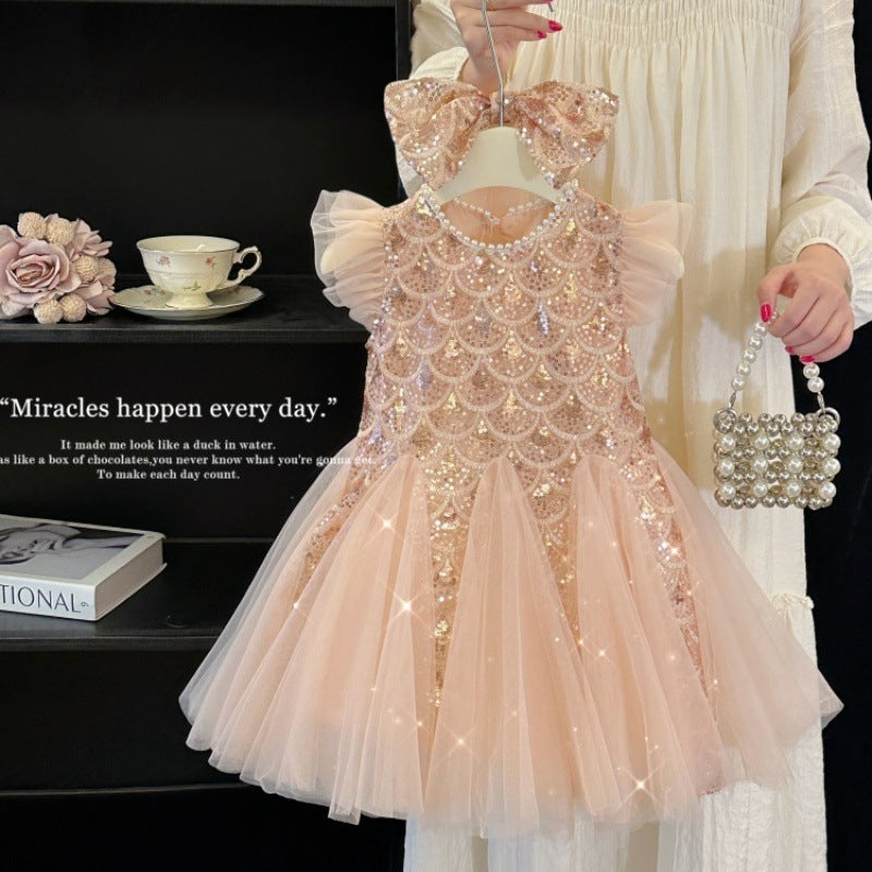 Girls' Dress Summer New Style Children's Stylish Princess Dress For 1-2 Years Imported From China