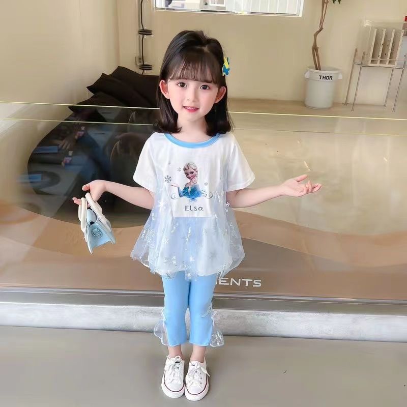 New Style Summer Set for Girls: Short-Sleeved T-Shirt With Pant, For 1-5 Years Imported From China
