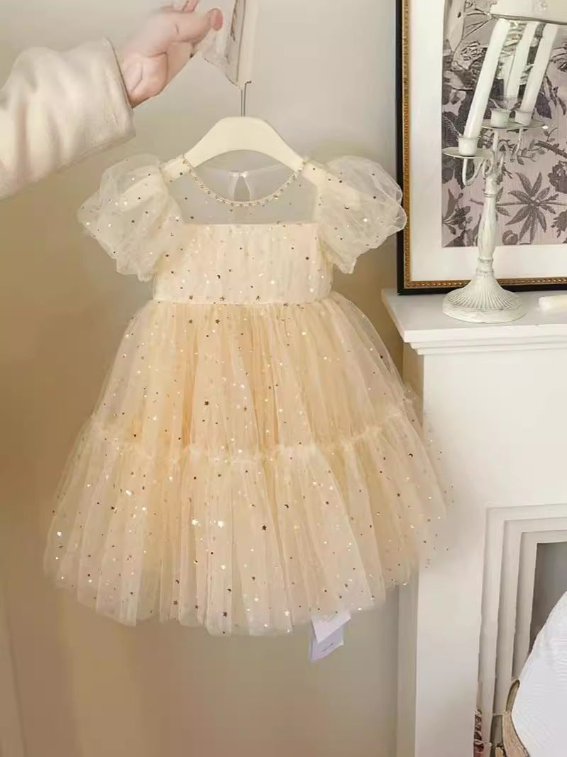 Girls' Dress Summer New Korean Style Baby High-End Mesh Puff, For 3-6 Years, Imported From China
