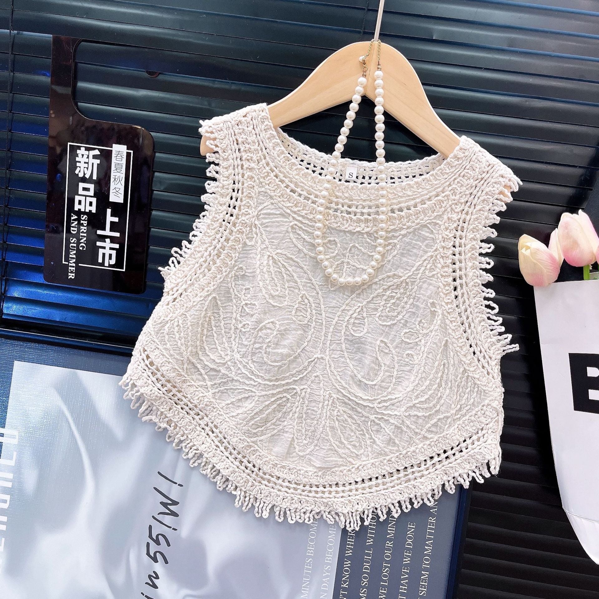 Girls' Summer Fashion Set, Cute Lace Knitted Top and Jeans Two-Piece Set, For 2-4 Years, Imported From china