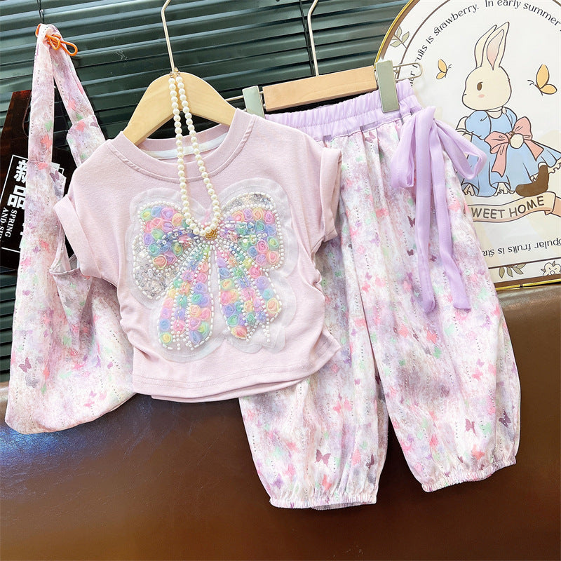 Girls' Summer Short-Sleeve Set, For 1-2 Years, Imported From China