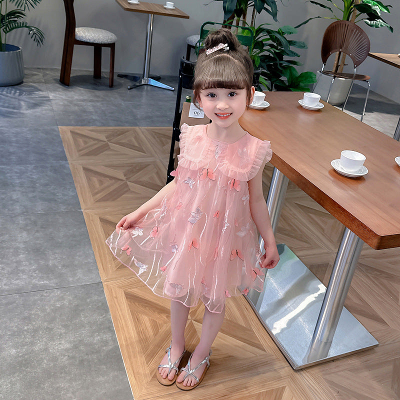 New Style Korean Fashion Girls' Dress with Flutter Sleeves, For 3-6 Months, Imported From China