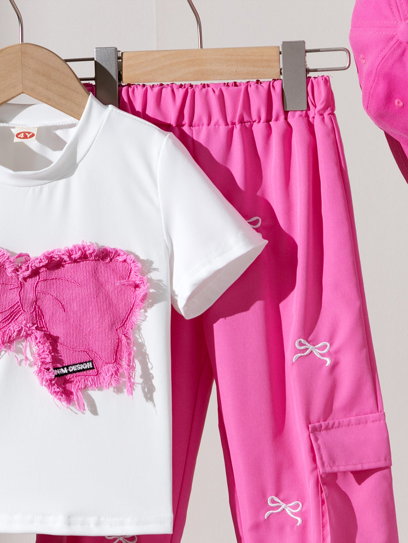 Girls' European and American Foreign Trade Patchwork Butterfly Top + Pants Set Two-Piece Set, Imported From China