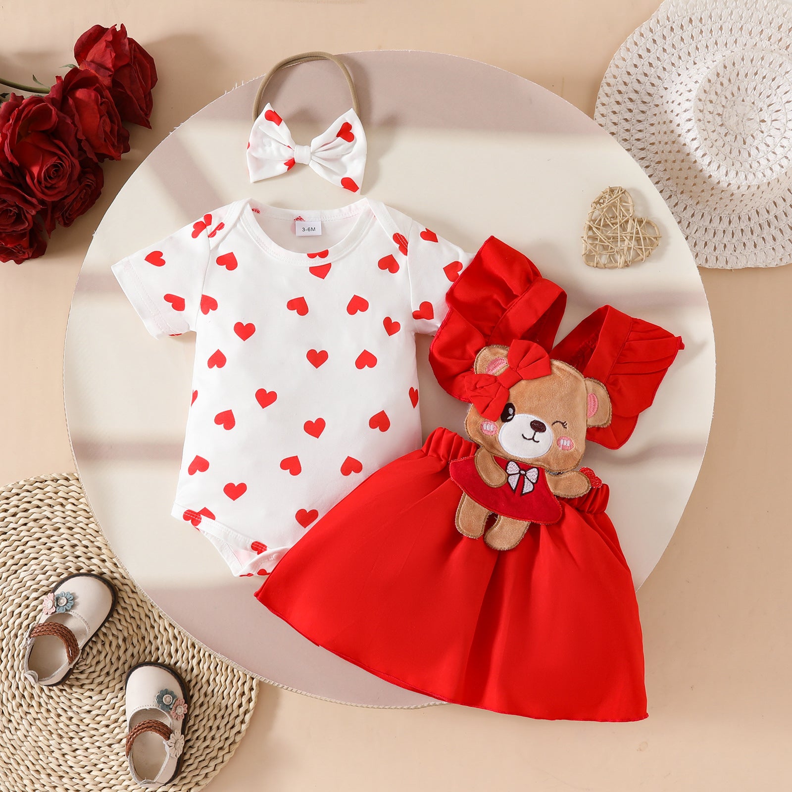 Baby romper overall dress set for little girls, For 0-12 Months, Imported From China