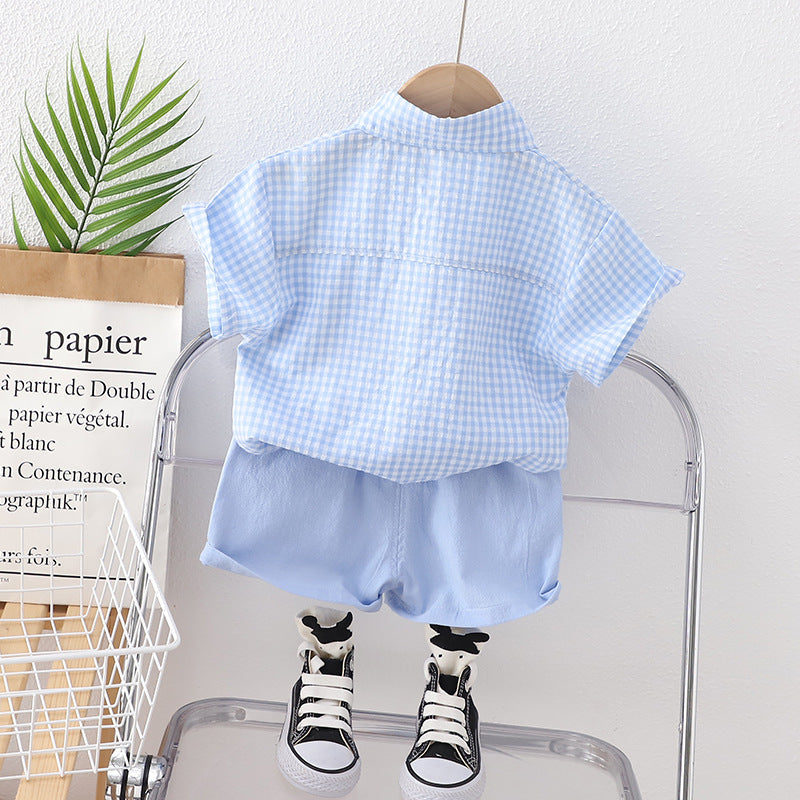 Boys' summer wear suit new children's handsome baby Western style For 6 Years Imported From China