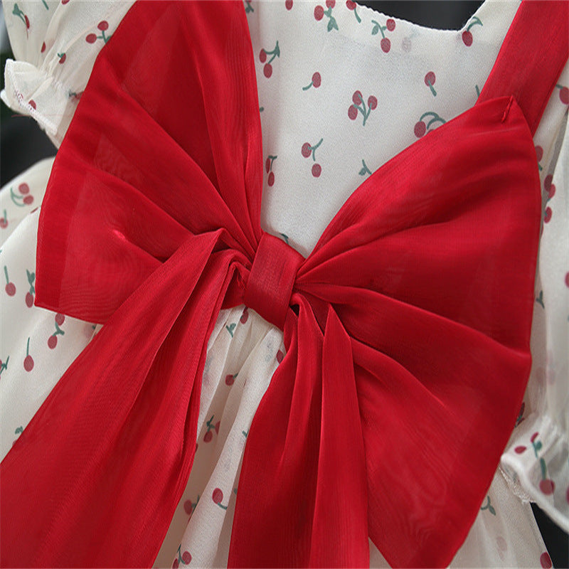 Summer New Style Cherry Print Dress for 6-18 month Baby Girls, Imported From China